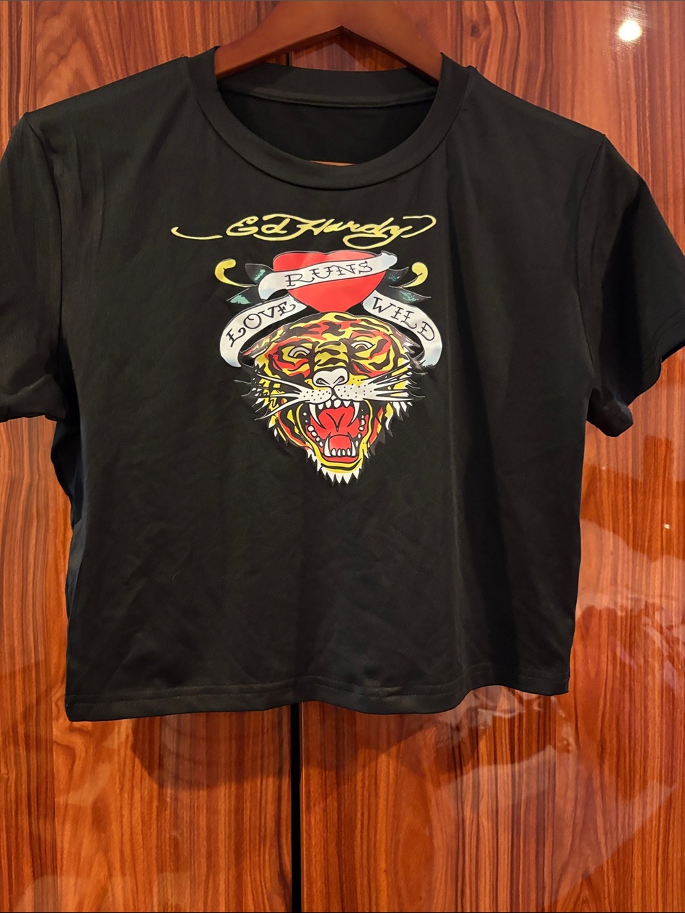 Ed Hardy Black Tee with Multicolor Tiger Graphic